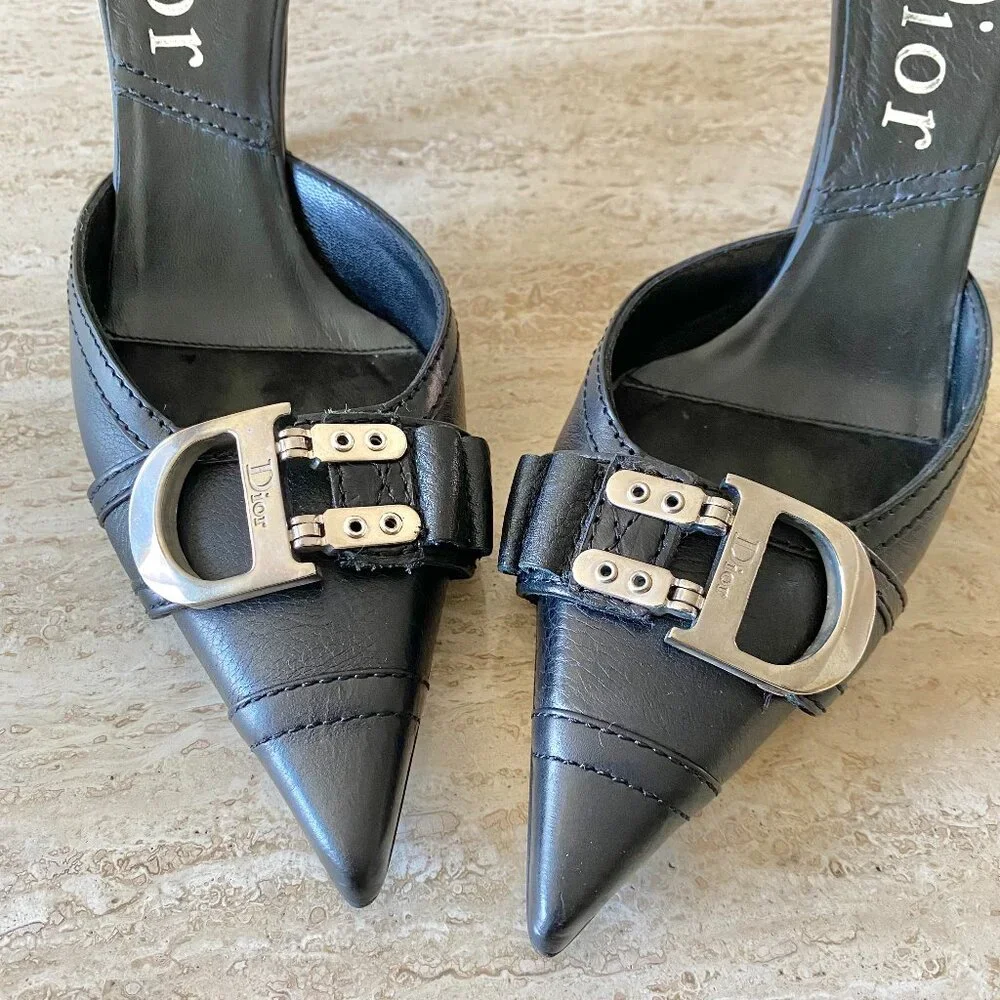 Vintage Dior Flight D Buckle Mule Heels - Picture 6 of 10